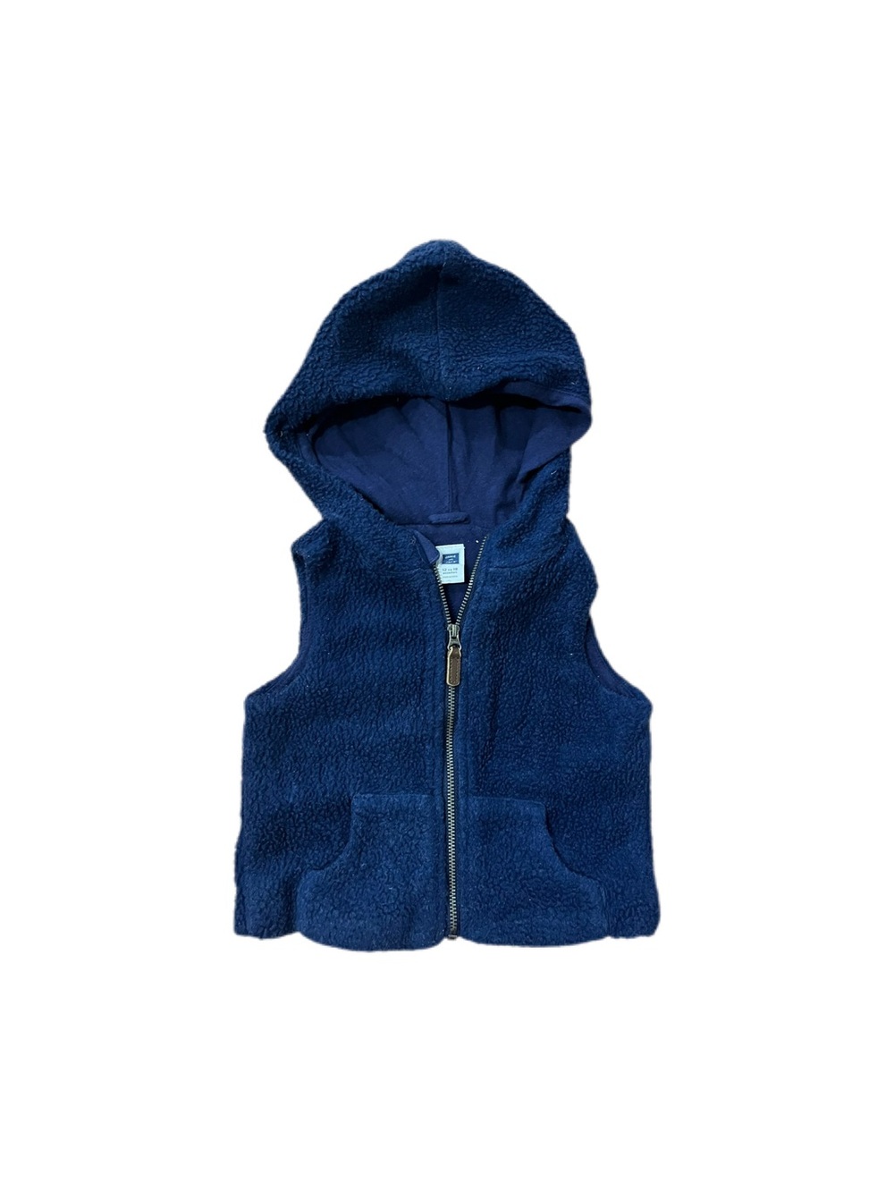 Janie and Jack 12-18m Baby Navy Blue Fleece Hooded Zip Up Vest